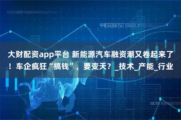 大财配资app平台 新能源汽车融资潮又卷起来了！车企疯狂“搞钱”，要变天？_技术_产能_行业