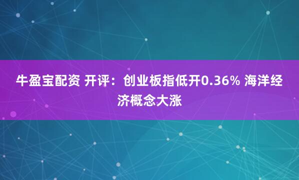 牛盈宝配资 开评：创业板指低开0.36% 海洋经济概念大涨