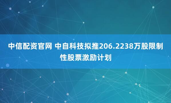 中信配资官网 中自科技拟推206.2238万股限制性股票激励计划