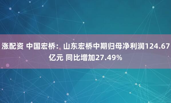 涨配资 中国宏桥：山东宏桥中期归母净利润124.67亿元 同比增加27.49%